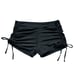 Black Drawstring Side Tie Bikini Swimsuit Shorts