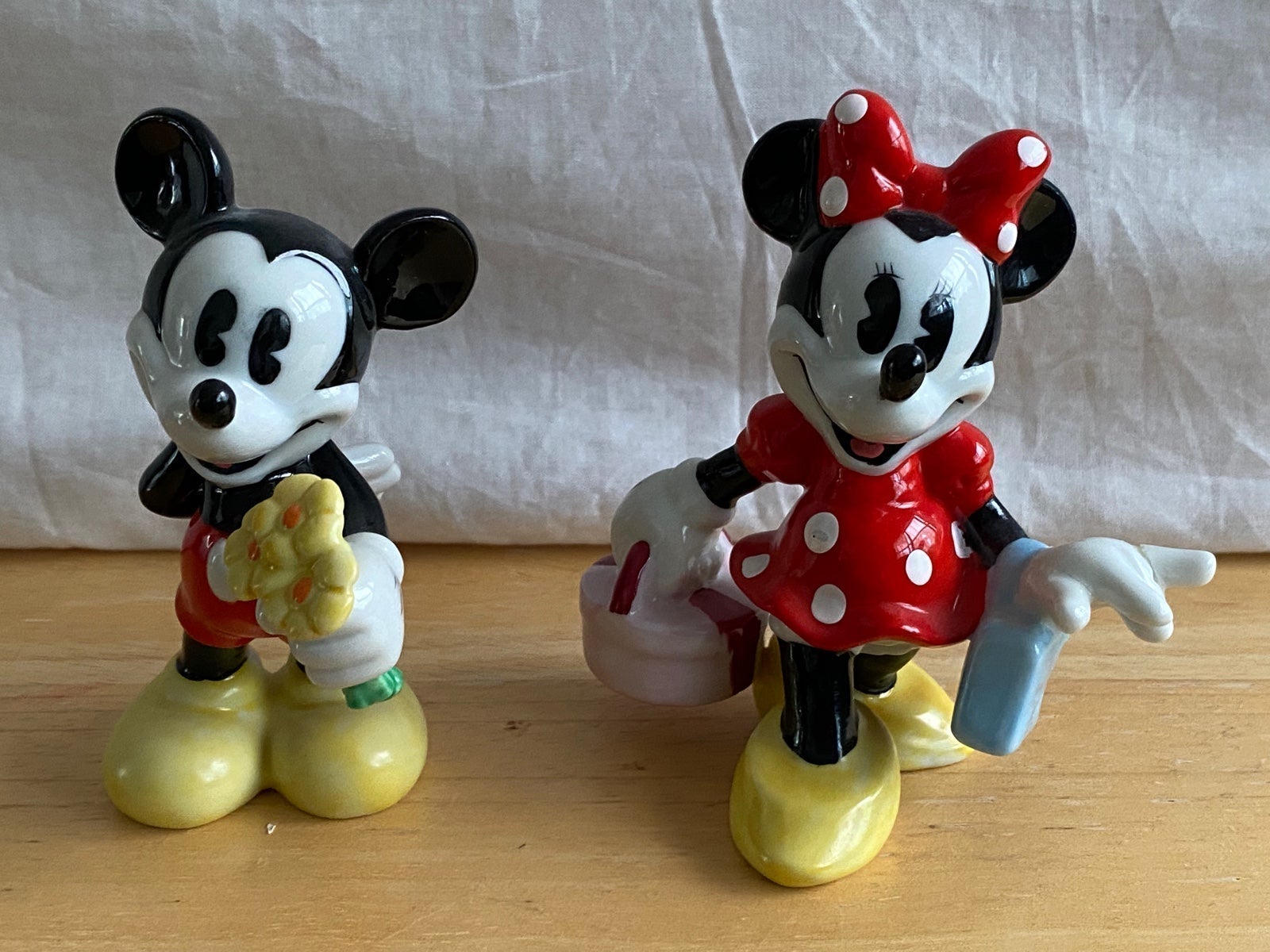 Set of 2: Vintage Mickey Mouse & Minnie Mouse Ceramic Figurines