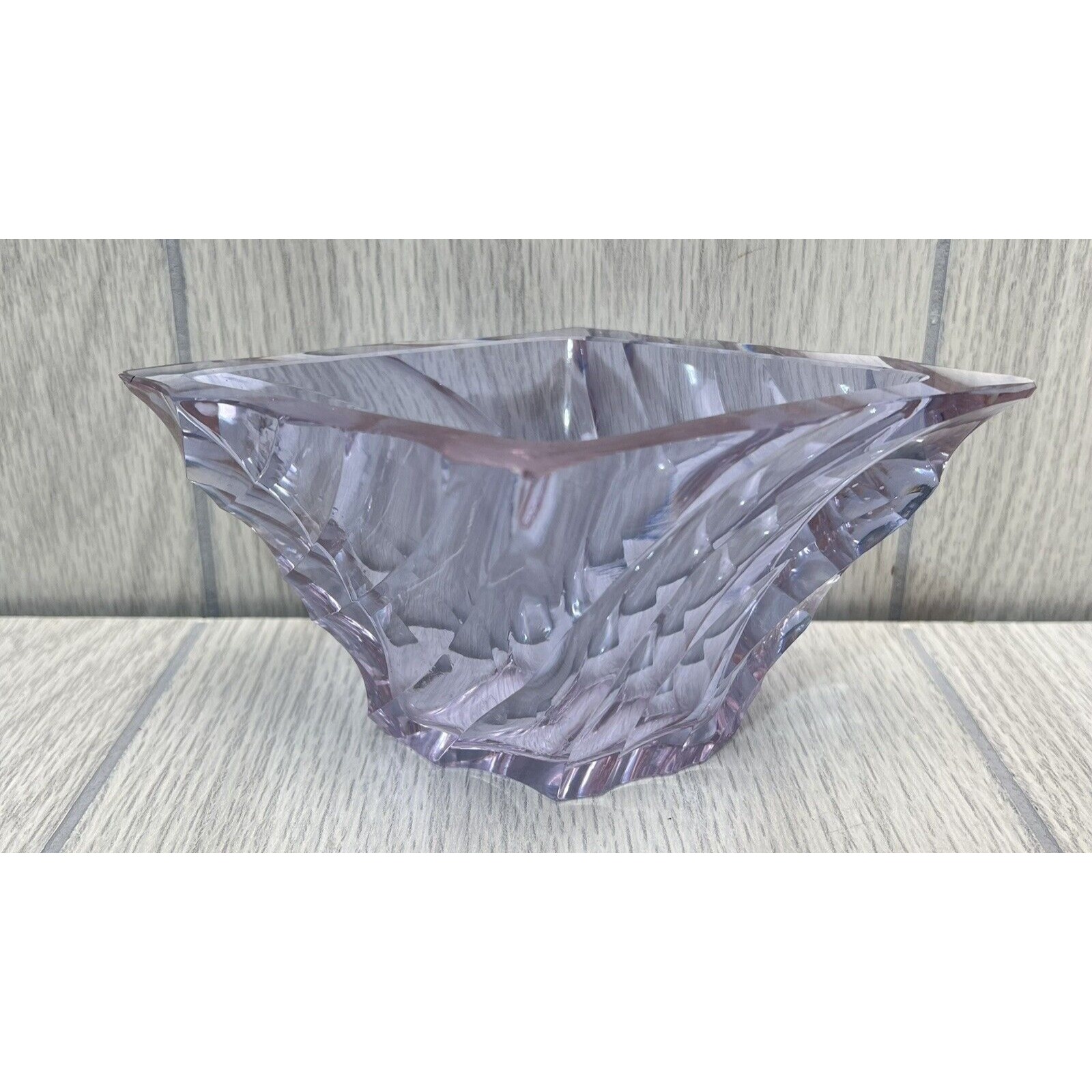 Vintage Purple Amethyst Glass Dish Trinket Decor - READ HAS CHIPS