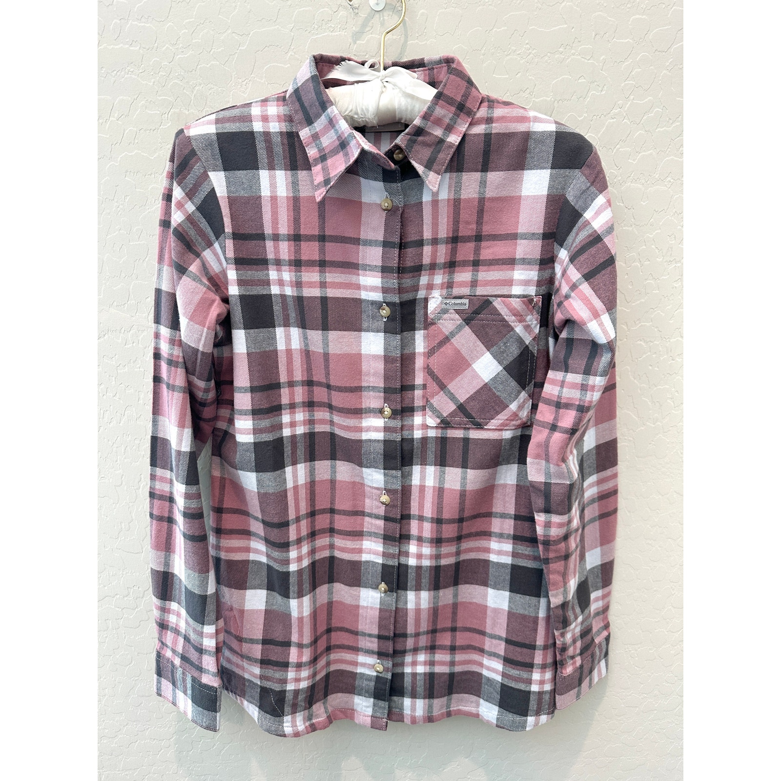 COLUMBIA | Calico Basin Pink Flannel Long Sleeve Button Up Shirt | Small
