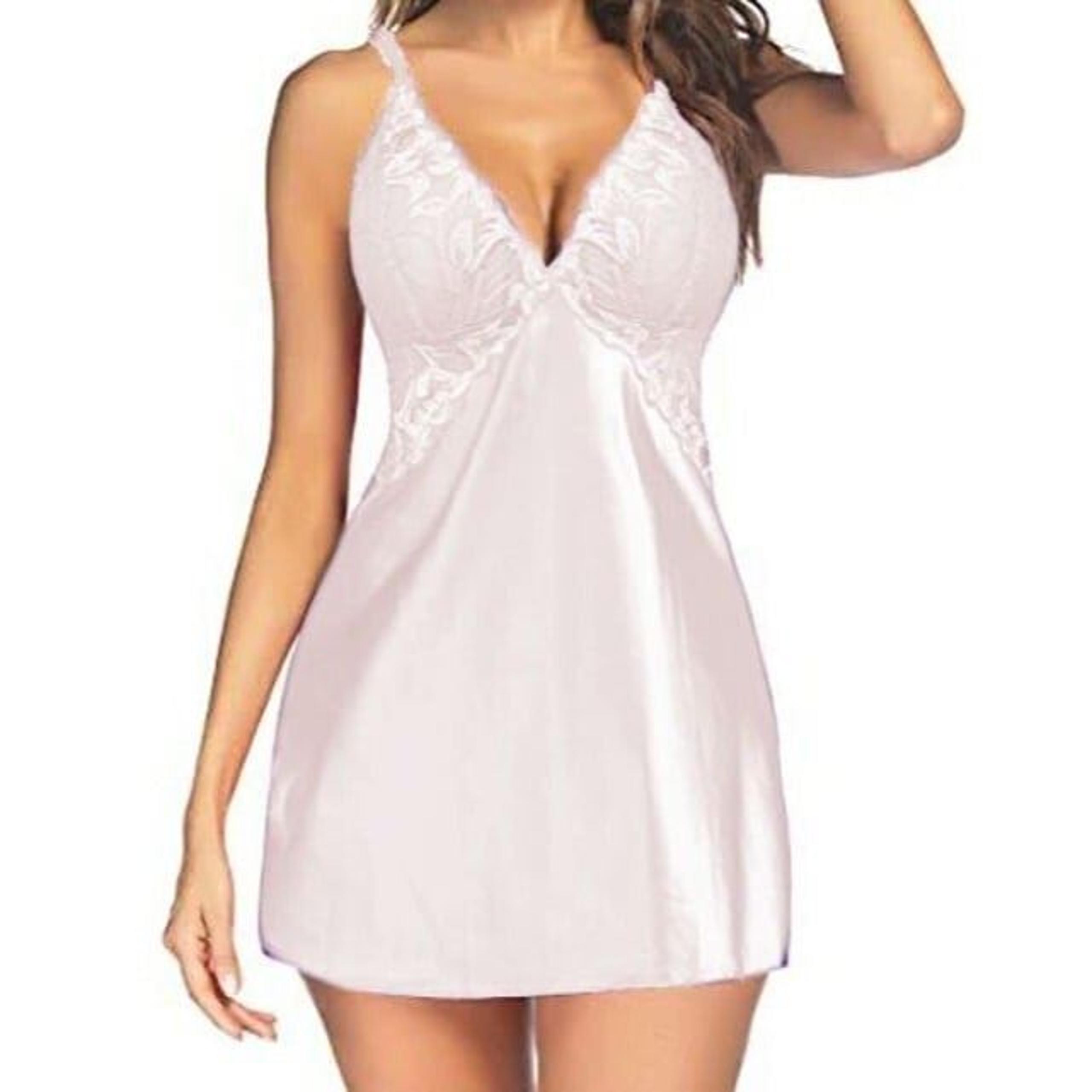 Avidlove Women Satin Lace Chemise Nightgown Size M Ivory