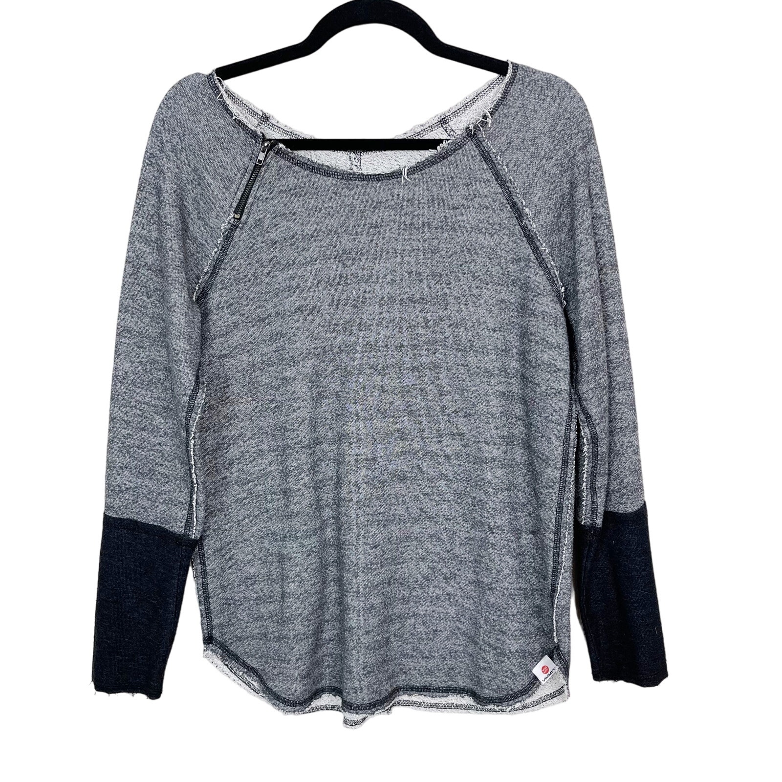 Vimmia Colorblock French Terry Sweatshirt Side Zip Heather Gray Black Womens S