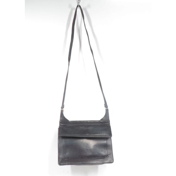 Vintage Fossil Double Sided Black Leather Crossbody Flap Bag