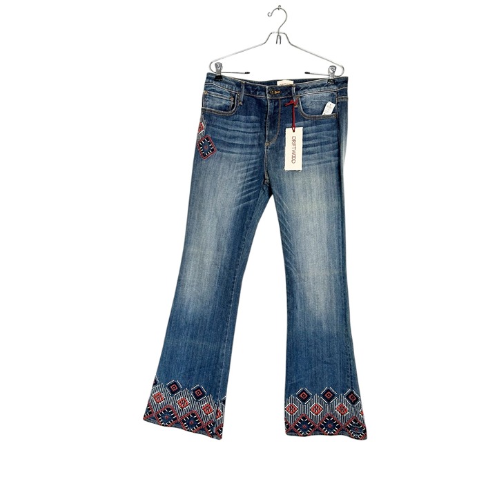 Driftwood Isabel Mid-Rise Embroidered Flare Leg Jeans - Sz 31 x 34 - NWT