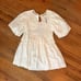 A Loves A White Crochet Balloon Sleeve Ruffle Mini Dress