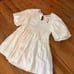 A Loves A White Crochet Balloon Sleeve Ruffle Mini Dress
