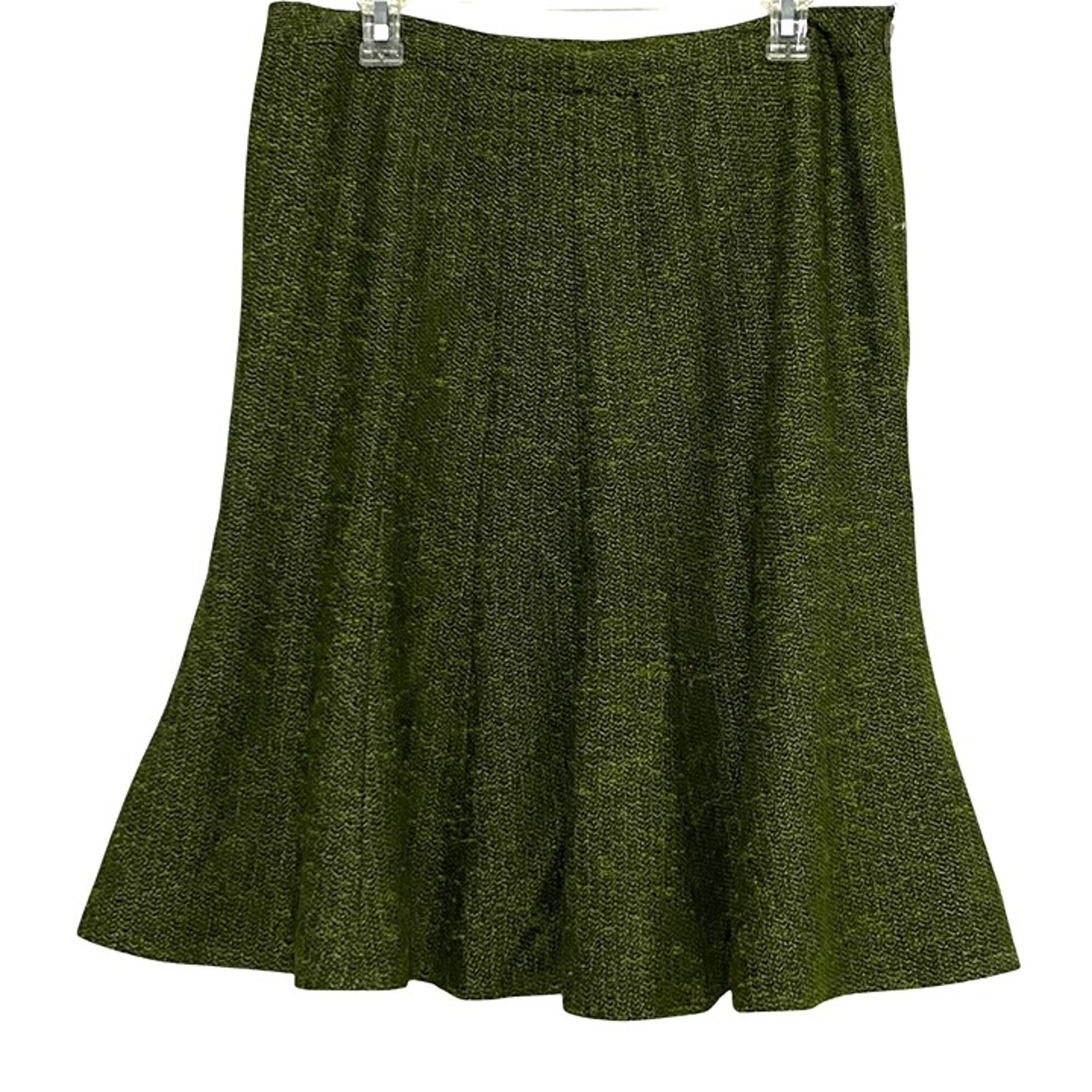 Nipon Boutique Flared Skirt Size 14 Mossy Green Flouncy Flowy Woodsy Career