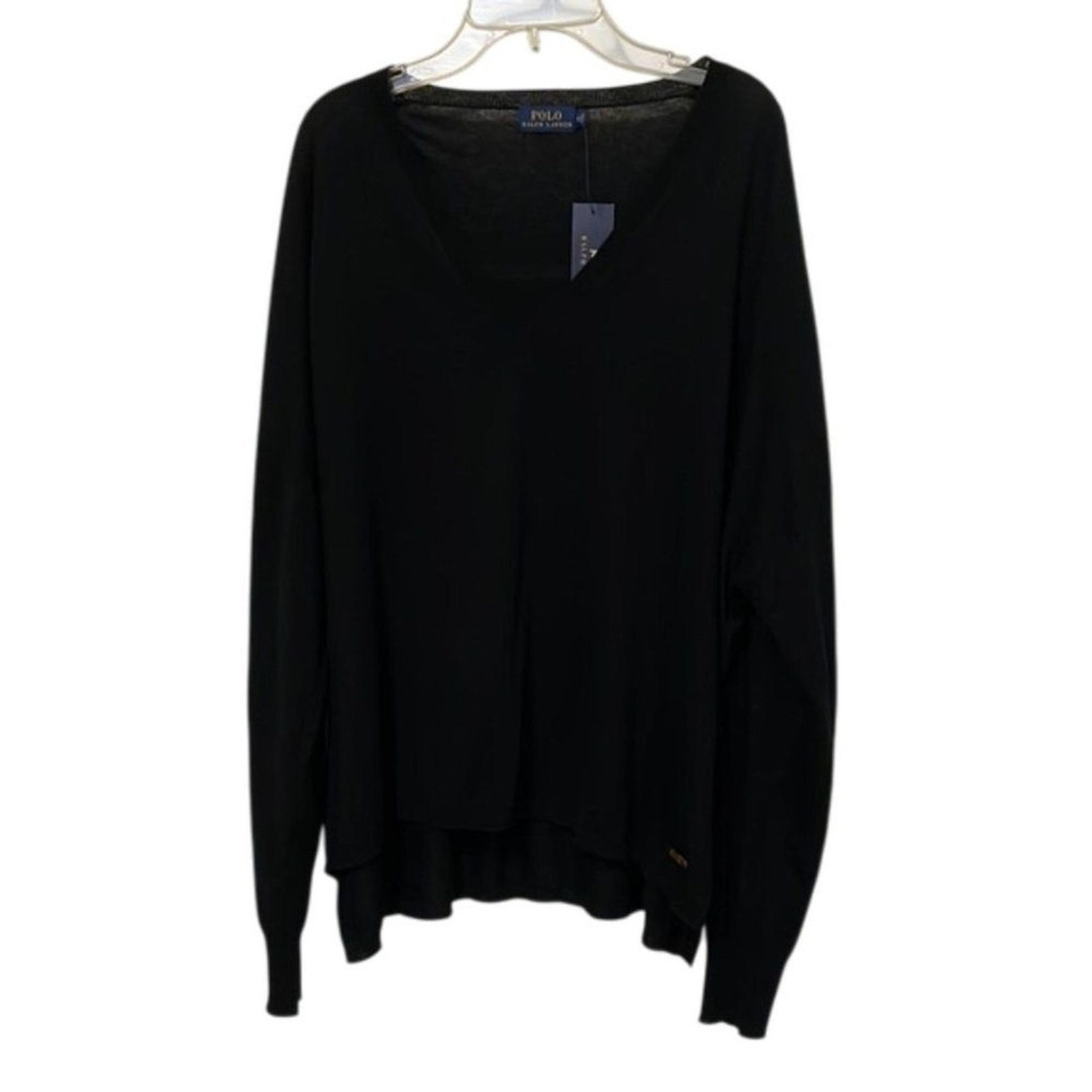 Polo by Ralph Lauren Long Sleeve Knit Black Sweater Womens Size Extra Large NEW