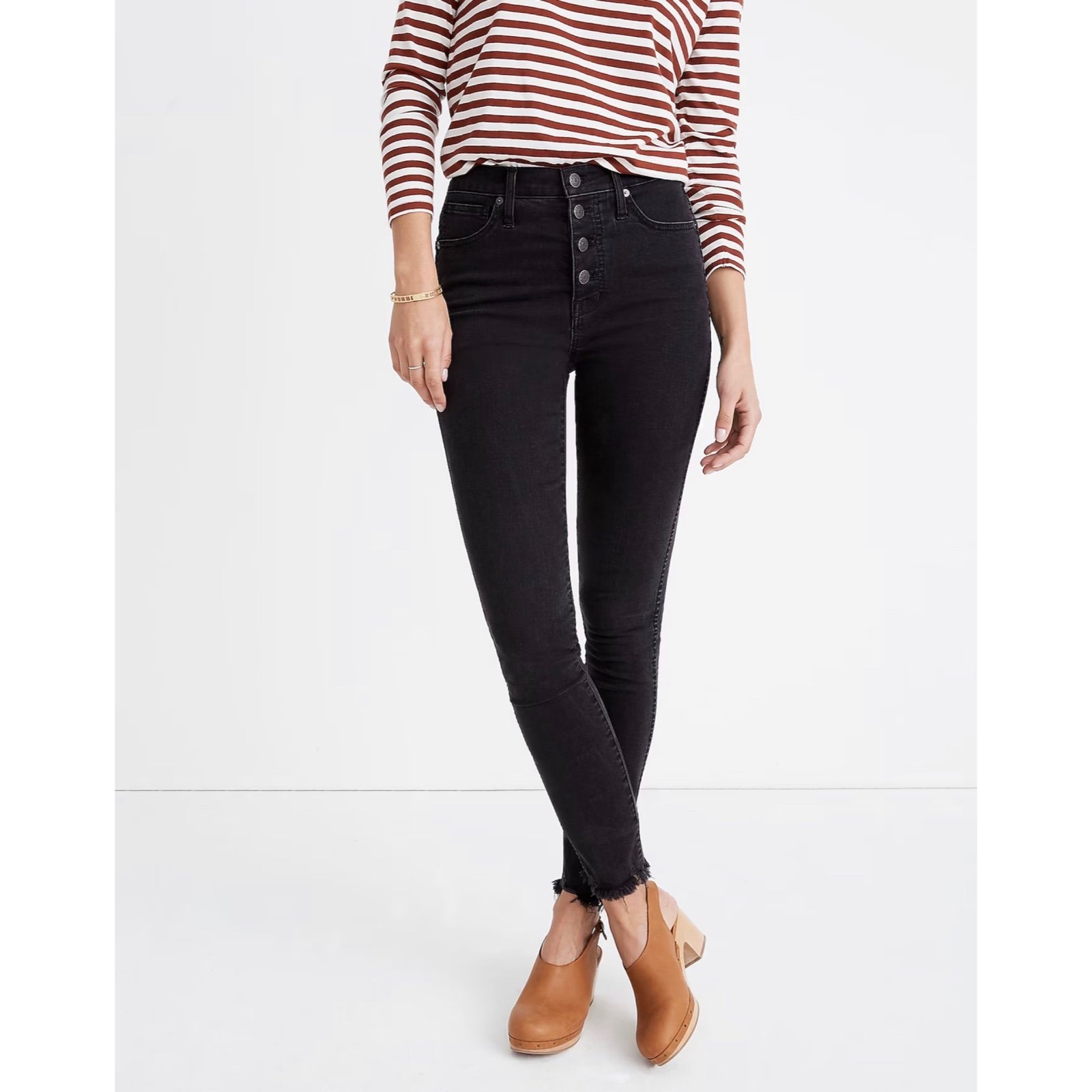 Madewell Berkeley Black 10 High-Rise Skinny Jeans Button-Through Edition Sz. 26