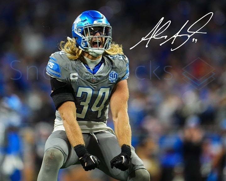 Alex Anzalone Signed 16x20 Glossy Autographed RP Photo Poster Detroit Lions 2