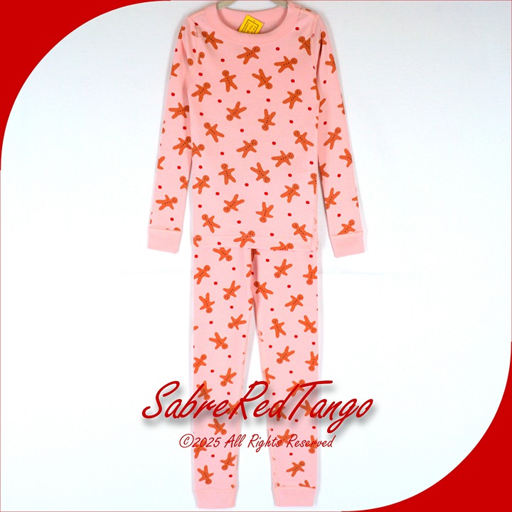 NWT Hanna Andersson Organic Long Johns Pajamas Sweet Gingerbread Print 120 6 7