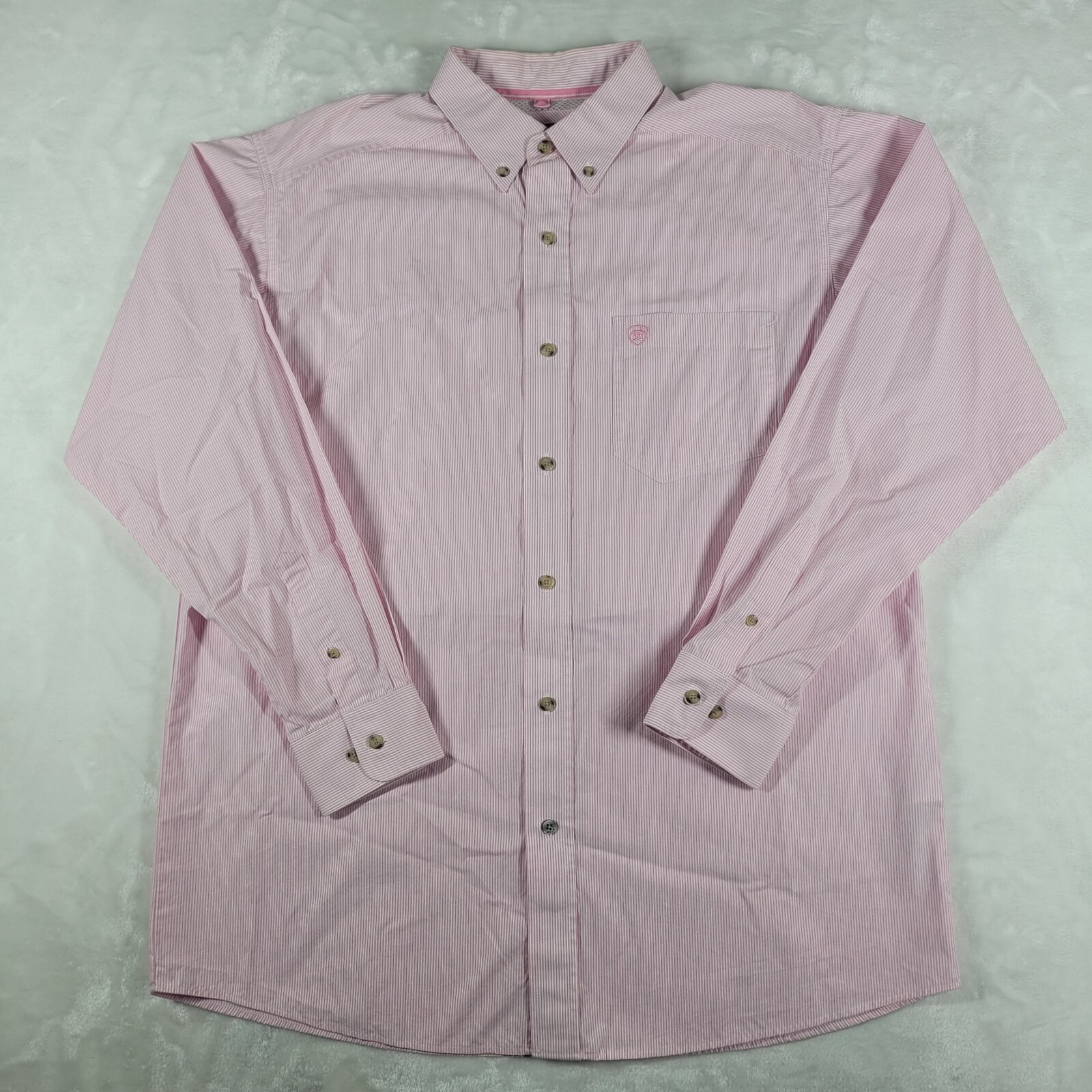 Ariat Long Sleeve Button Up Pro Series Shirt Men's Large Pink Striped Vented