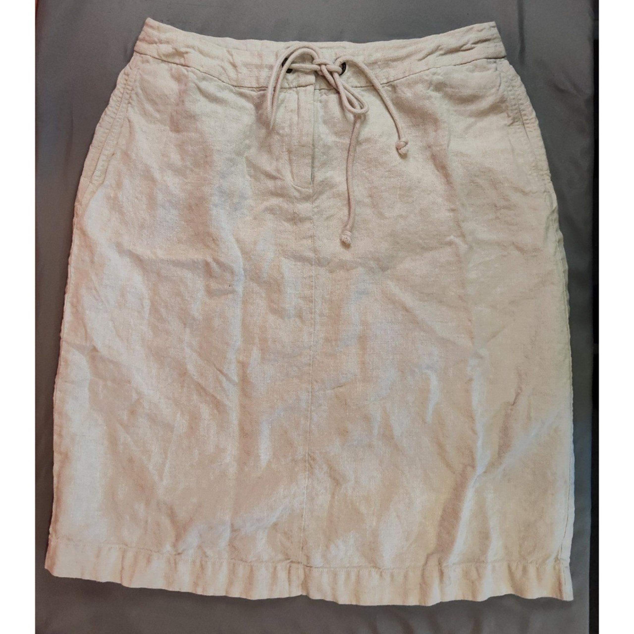 Women's Orvis 100% Linen Skirt 12 Beige