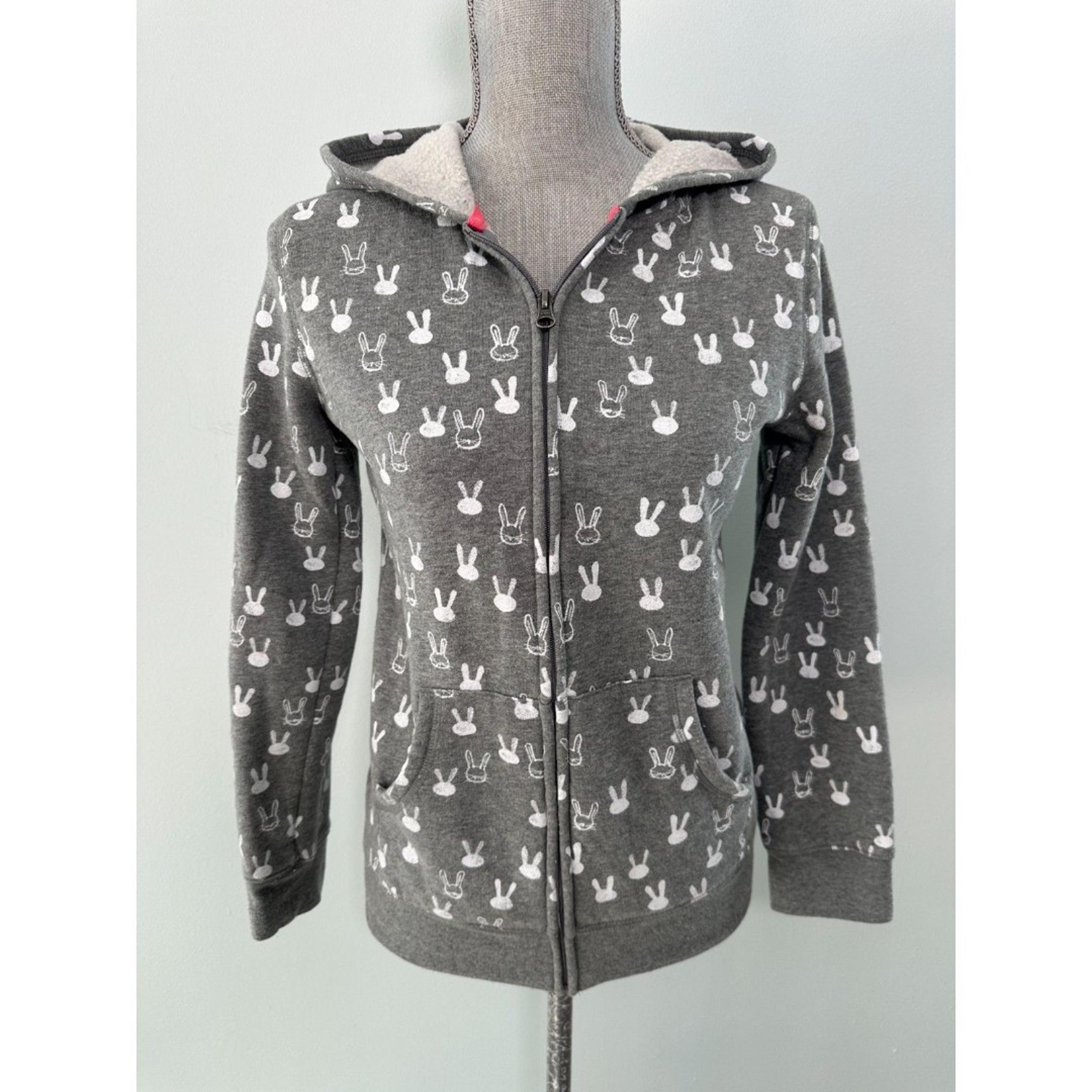 Circo Grey Bunny Rabbit Fleece Zip Up Hoodie Jacket size Girls 16/18
