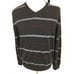 NWT Banana Republic Sweater Mens Merino Wool Navy V-Neck Striped Pullover Sz L