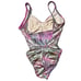 Vintage Rose Marie Reid Floral Gold Leaf Damask Metallic One piece swimsuit Sz S