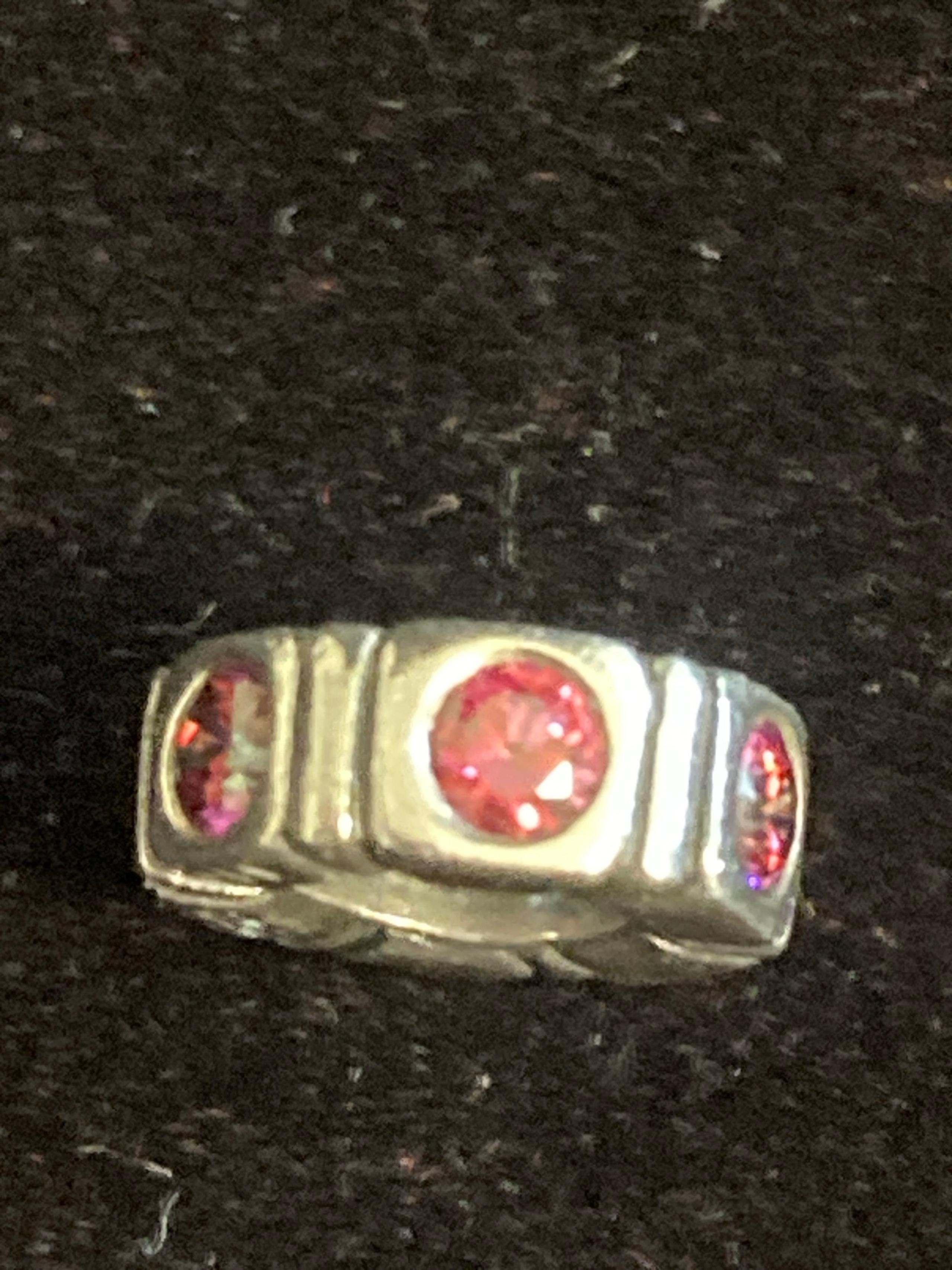 PANDORA RUBY RED TRINITY SPACER BEAD / STERLING / RETIRED