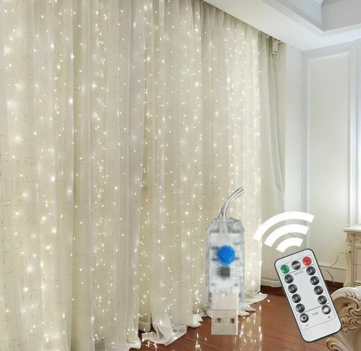 300 LED Curtain Fairy Lights USB String Light With Remote Xmas Party Wedding US