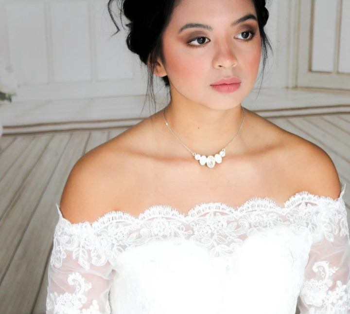 Gold Bridal necklace Opal necklace