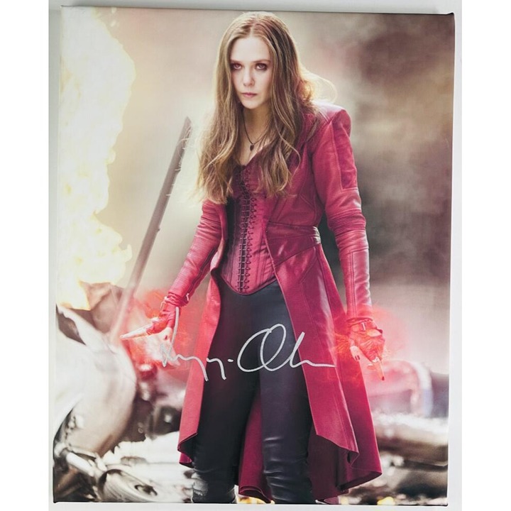 ELIZABETH OLSEN SIGNED 16X20 STRETCHED CANVAS SCARLET WITCH THE AVENGERS BAS 036