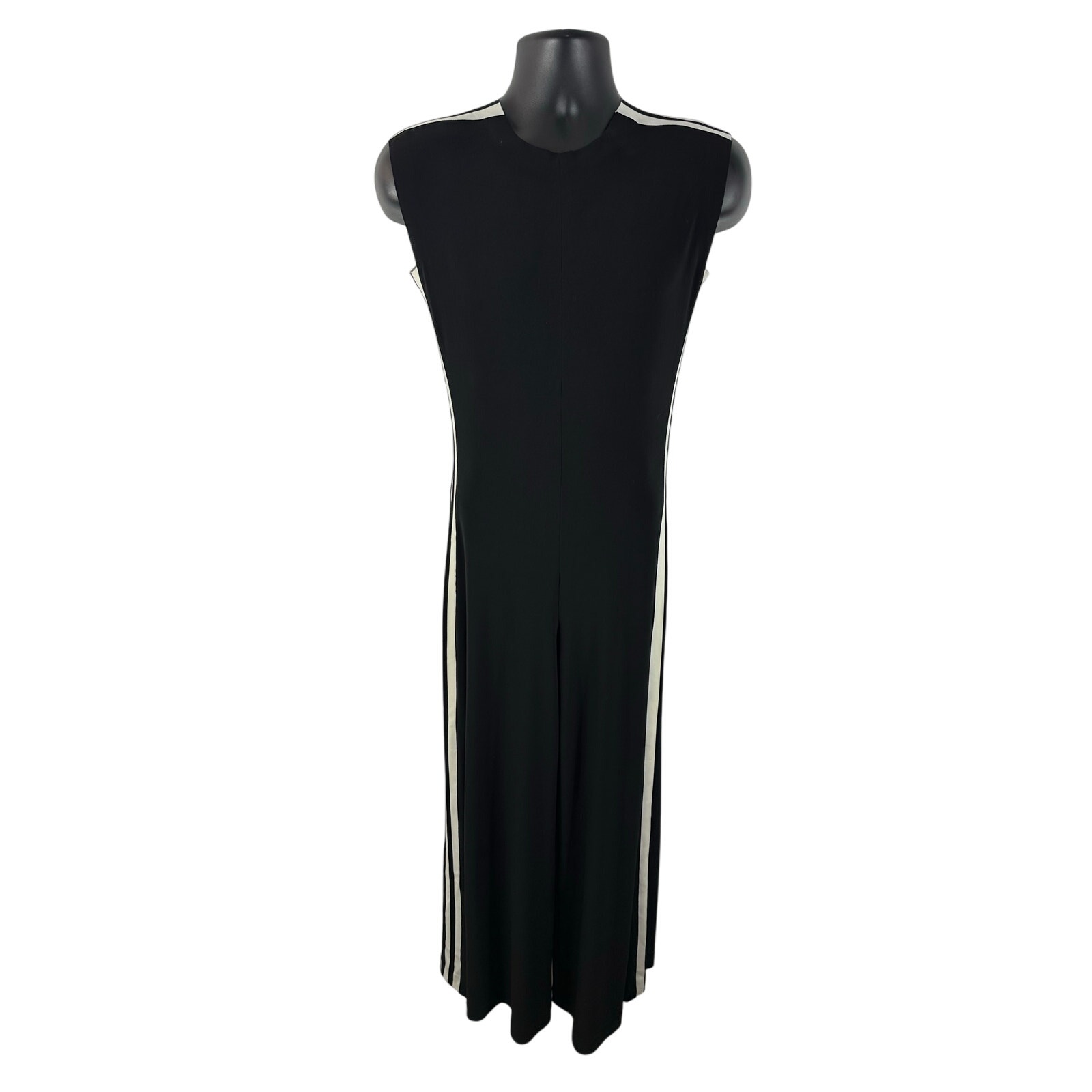 Norma Kamali Side Stripe Wide Leg Jumpsuit Sleeveless Size Medium