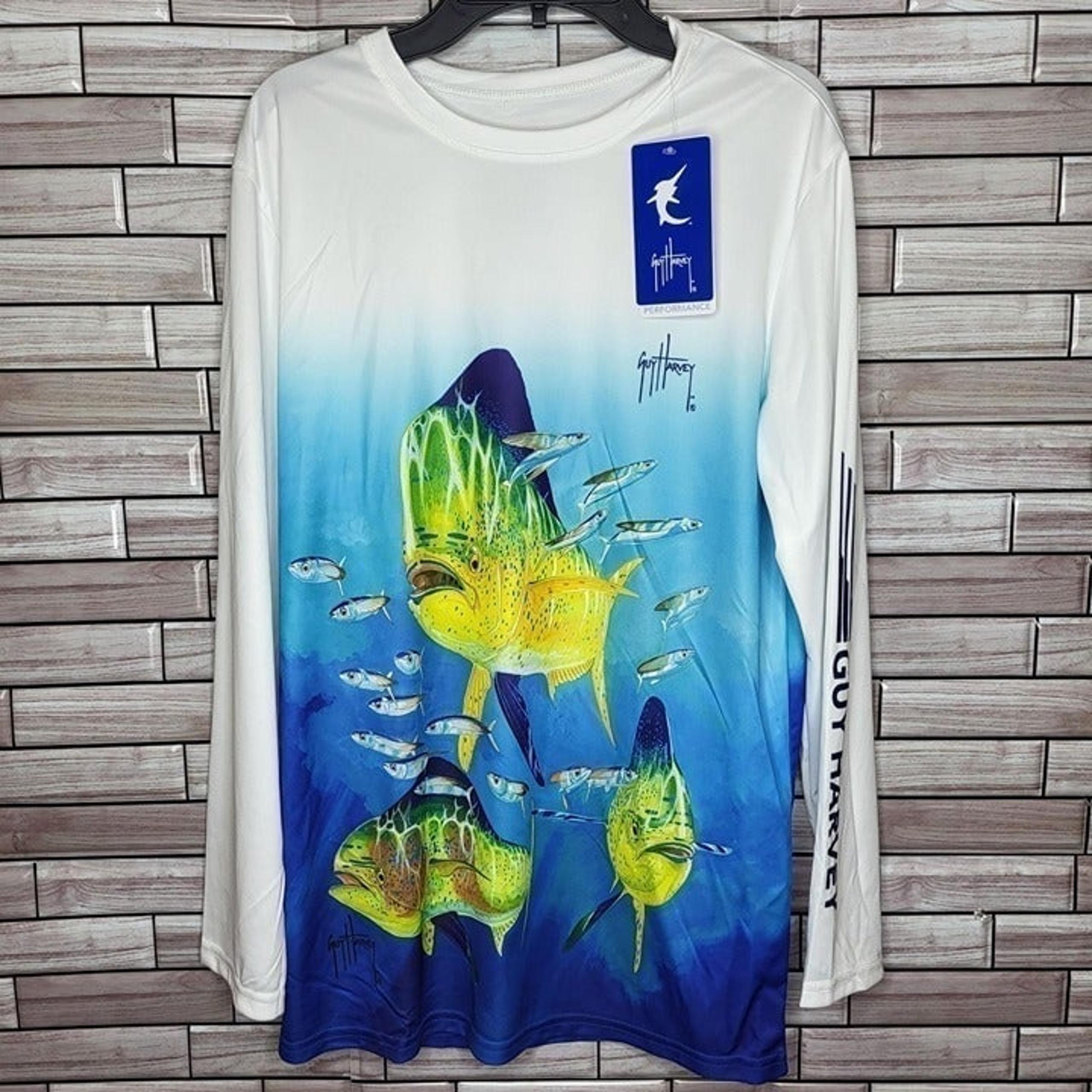 New Guy Harvey Shirt Boys Size XXL Long Sleeve Fish Top Blue Green Comfy Top