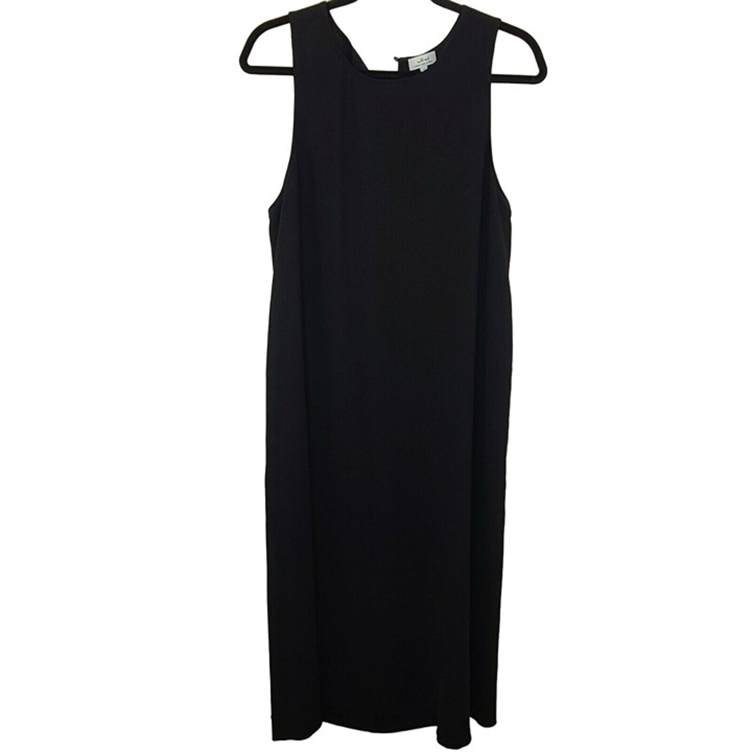 Wilfred Womens Dress Small Black Midi Shift Sleeveless Pockets Casual Minimalist