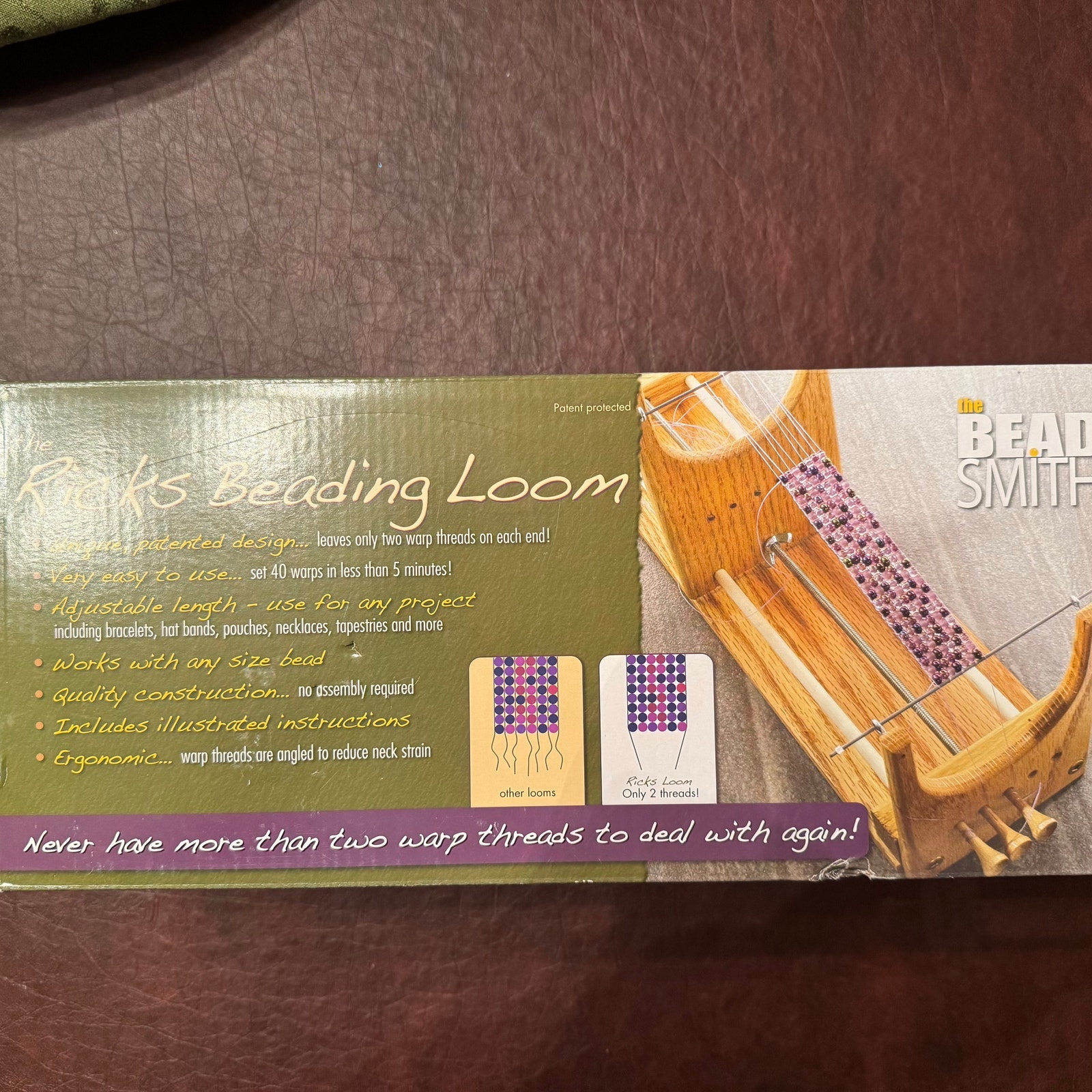 Rick's Beading Loom by The Beadsmith 13.75” X 3.75” X 6.25”Wooden Two-Warp Loom