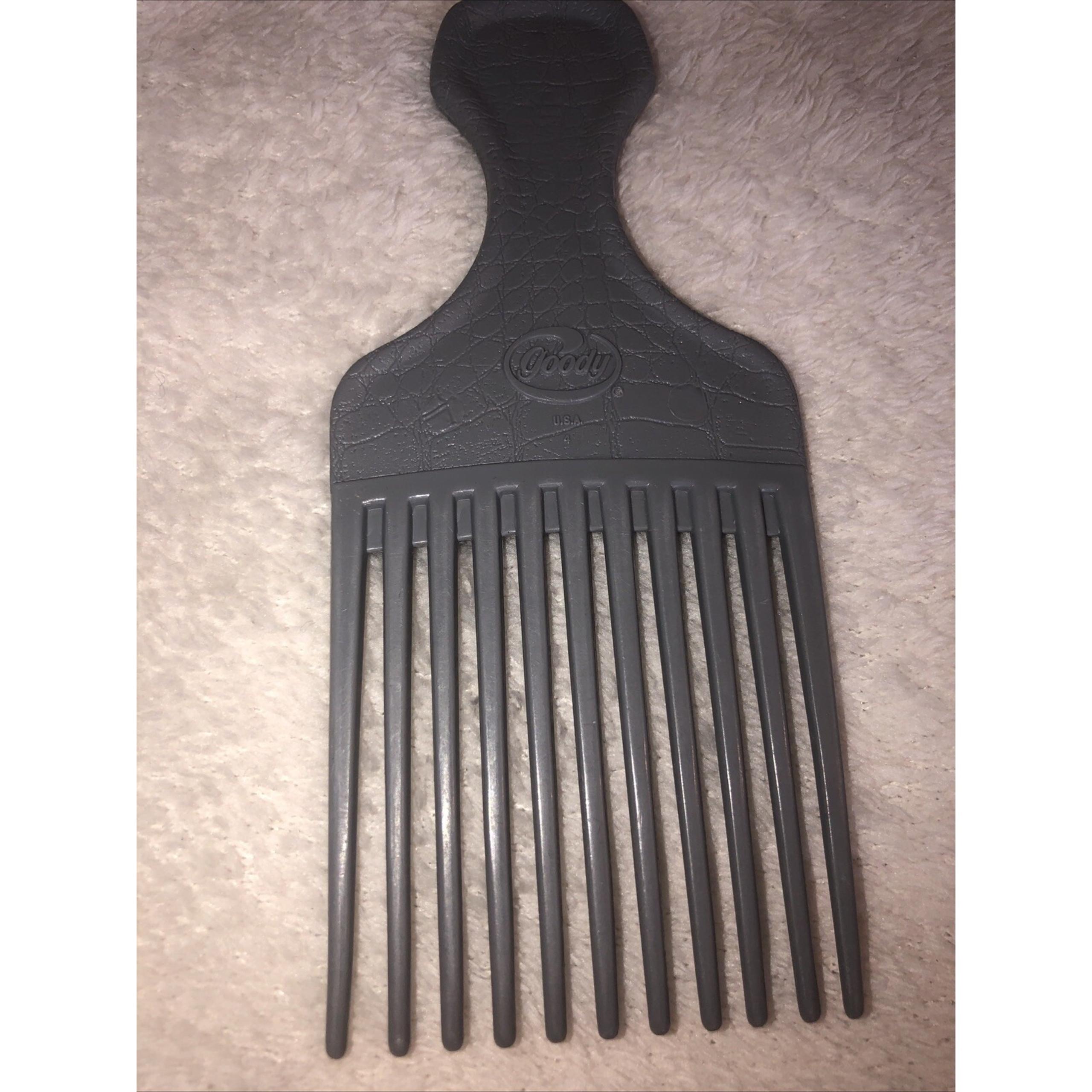 Vintage Goody Plastic Textured Hair Pick Comb #4 Lift USA 6.5" Gray Pre Owned