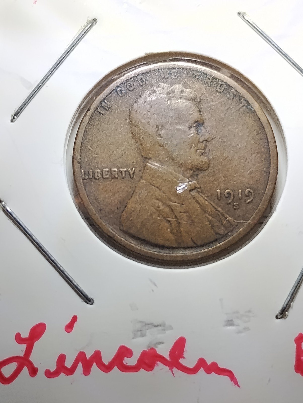 1919,VDB, Brown P, D, and S wheat pennys