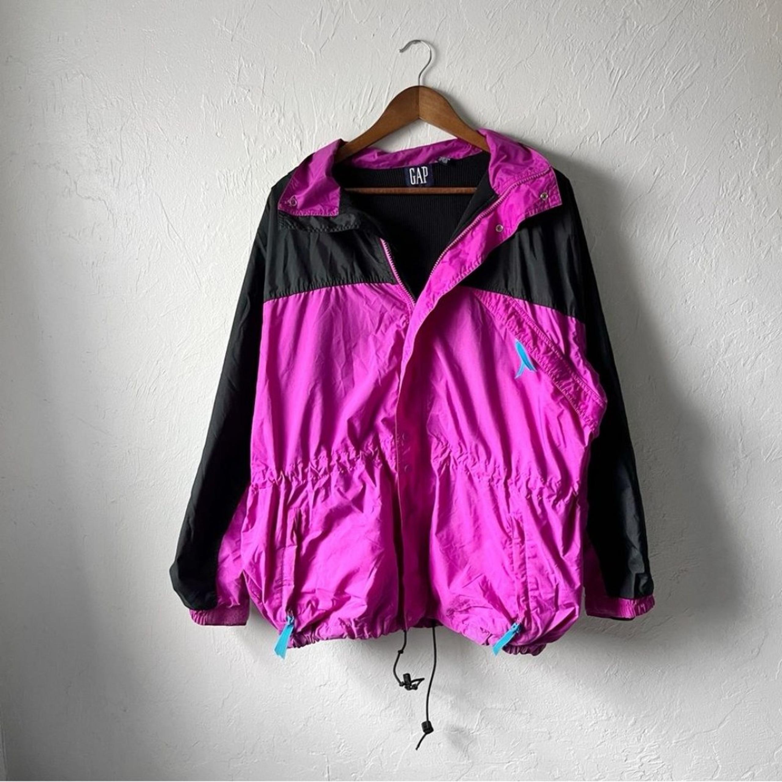 Vintage GAP Jacket Womens Large Pink Windbreaker Parka Full Zip Skii Small