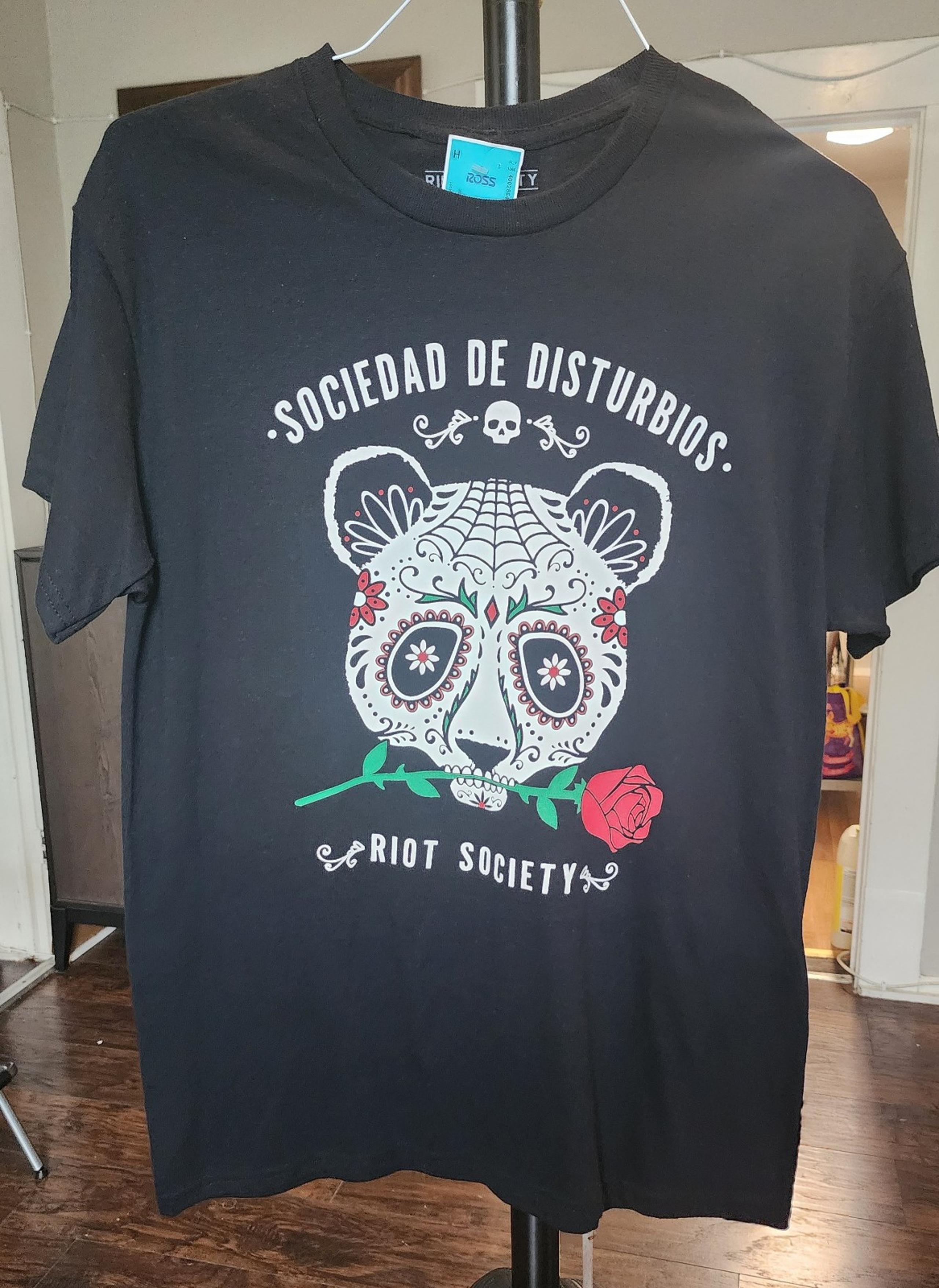 Mens Riot Society Tshirt De Los Muertos Panda Medium