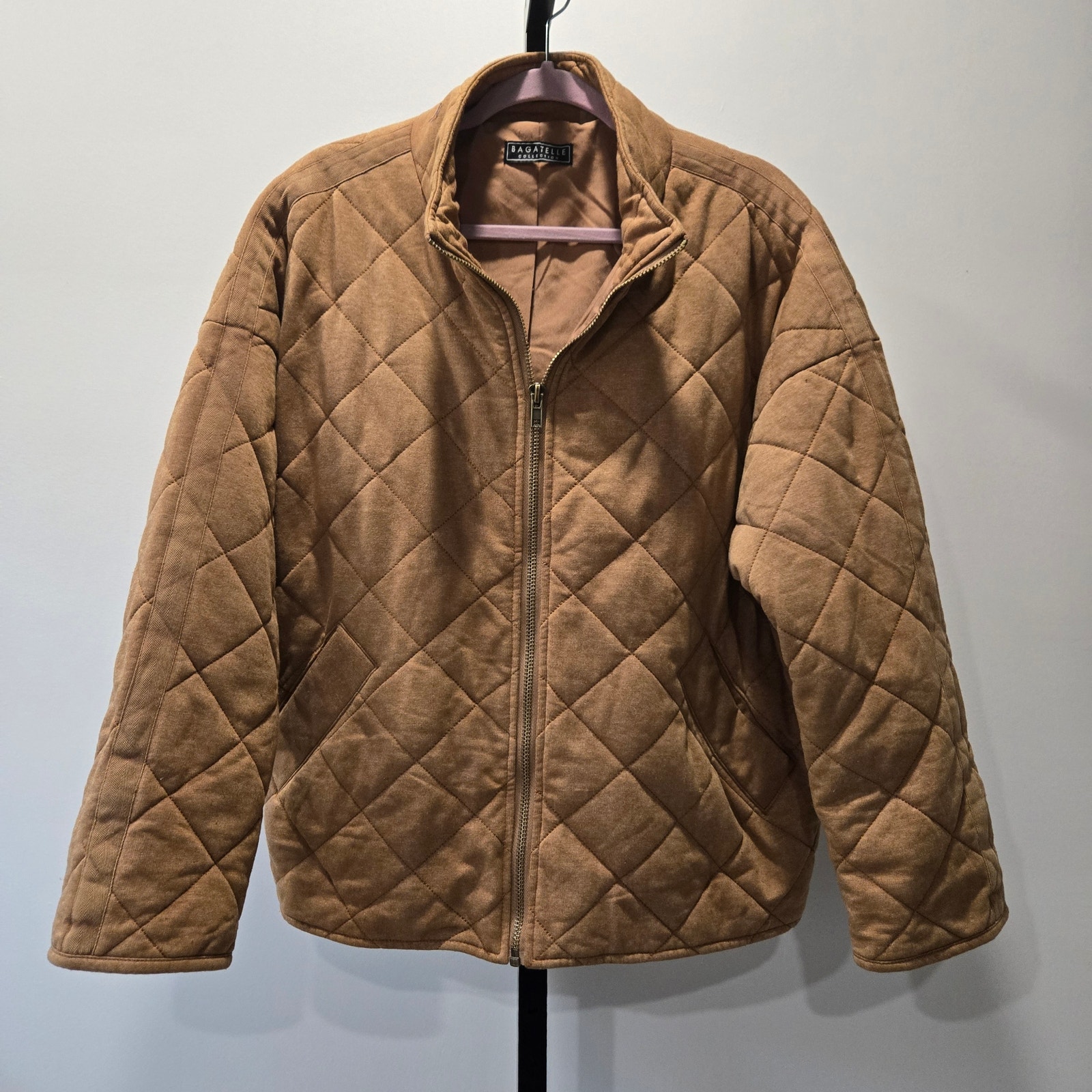 Vintage Bagatelle Quilted Chore Barn Puffer Bomber Jacket Coat Tan Large