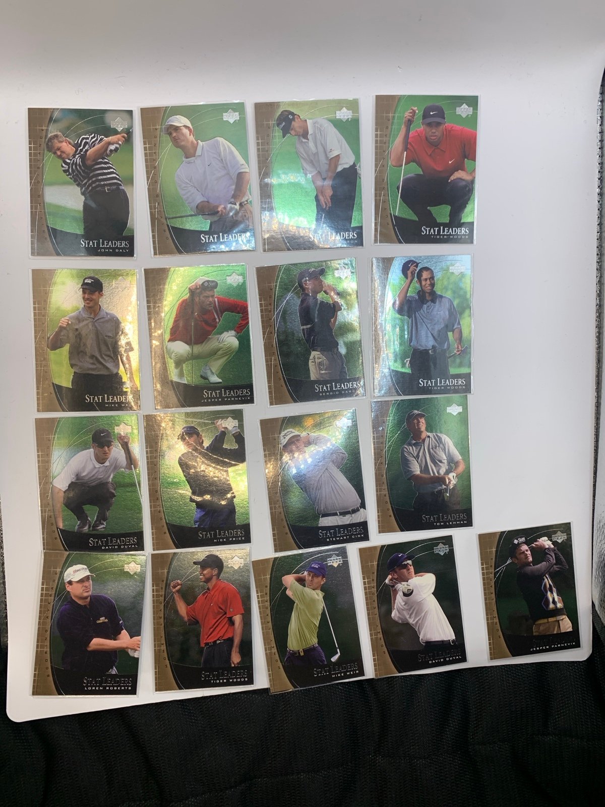 Vintage 2001 upper deck golf cards stat leaders tiger woods rc bundle