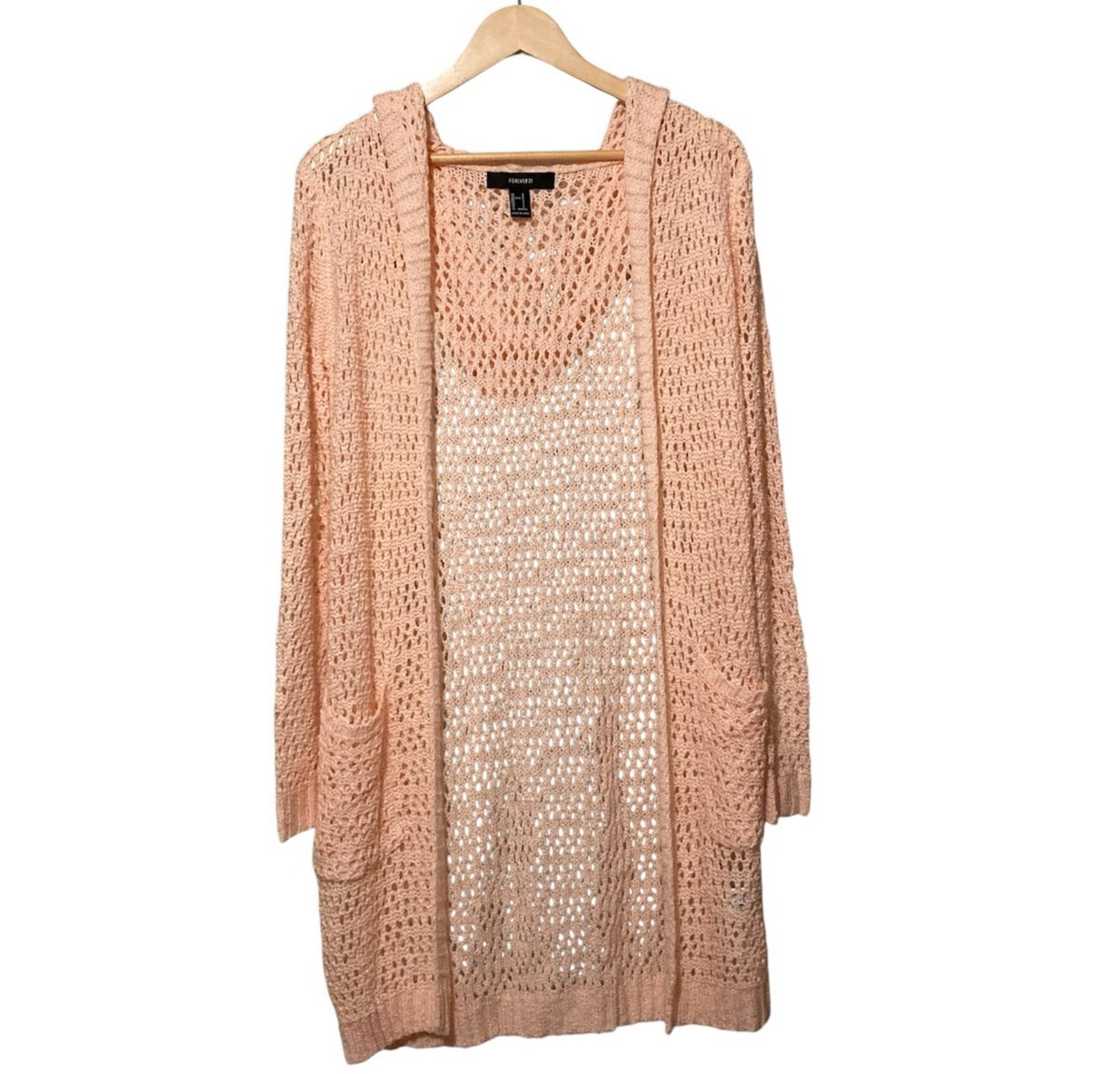 Forever 21 Open Front Hooded Oversized Cardigan