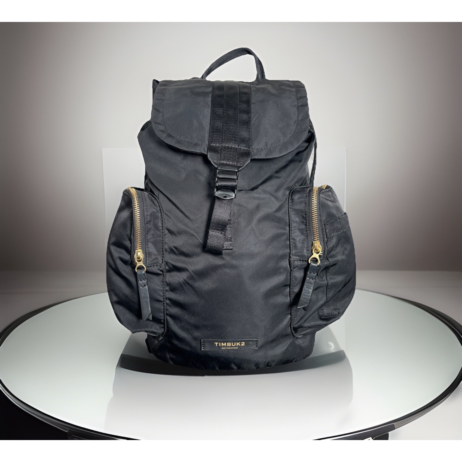 Timbuk2 San Francisco OS One Love Travel Backpack Black & Gold Zipper Pockets
