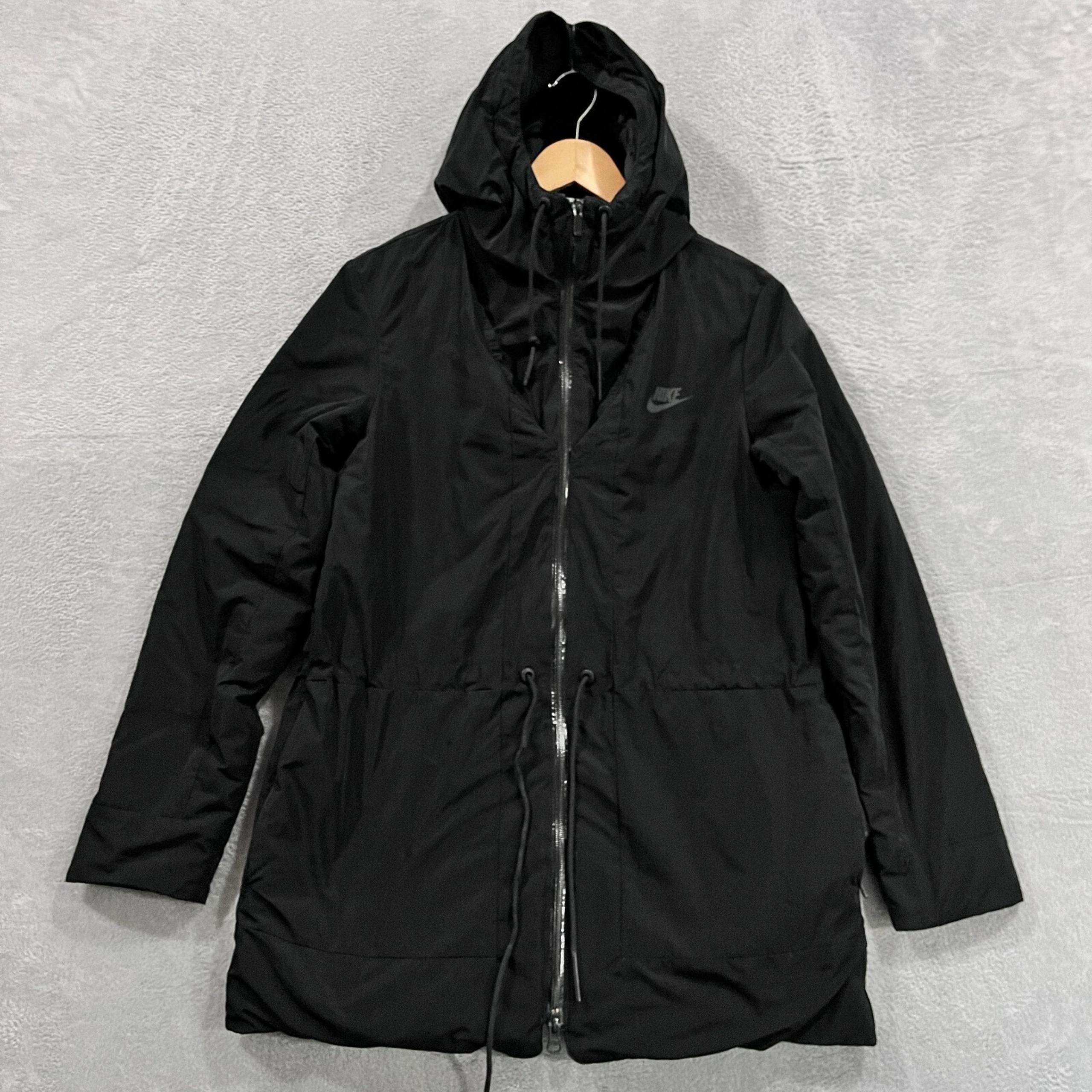 Nike Sportswear Jacket Women's Small Down Fill Hooded Parka Black 805080 010