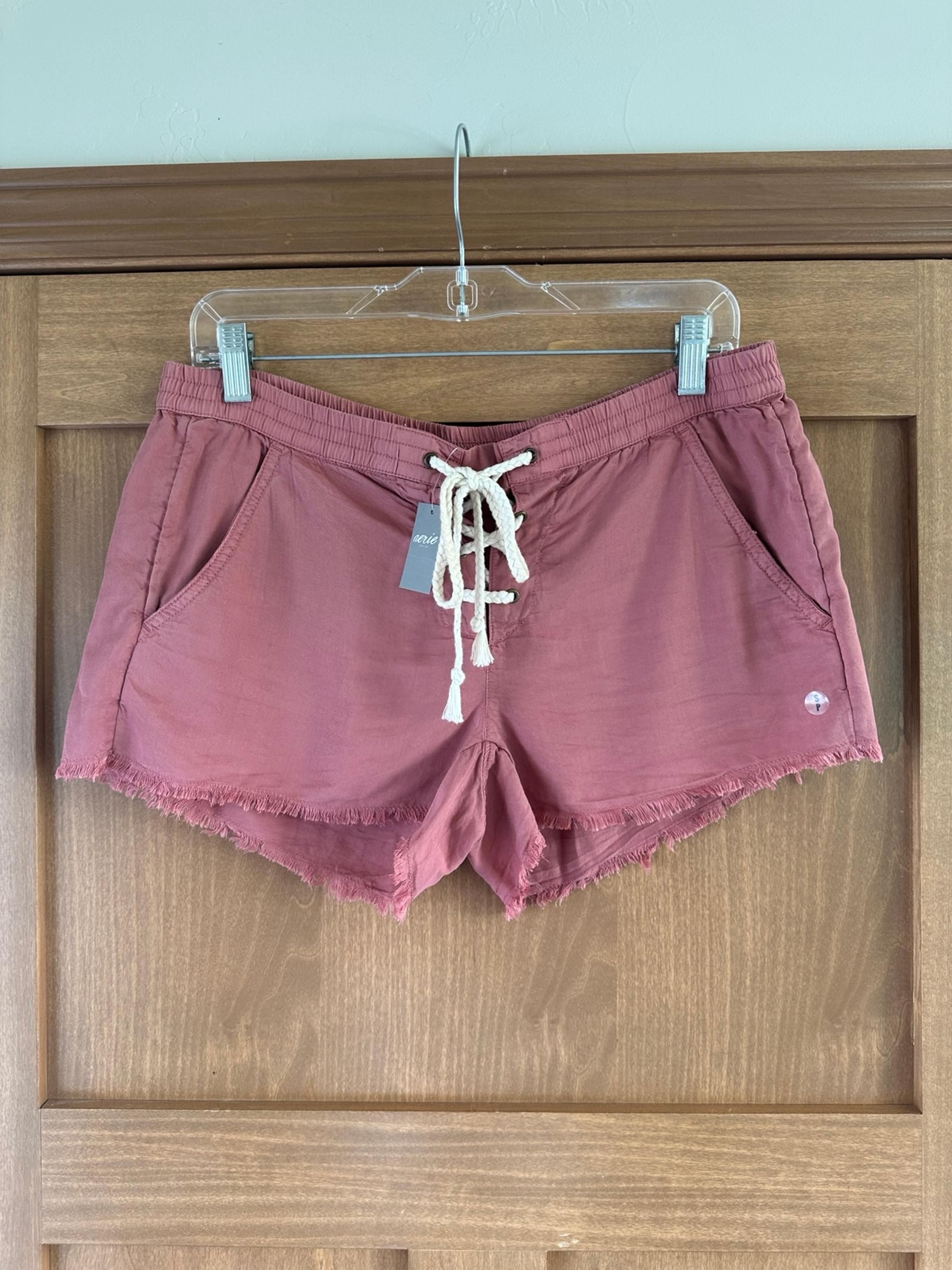 NWT Aerie Mauve Pink Lace Up Elastic Waist Pull On Shorts size Small