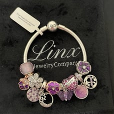 Linx Snake Chain Bracelet with Purple Sister Themed Charms
