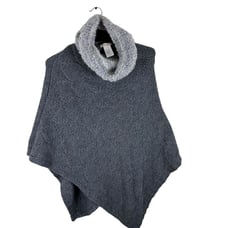 Cocogio Gray Cowl Neck Chunky Knit Poncho Sweater Made In Italy Wool Alpaca OS