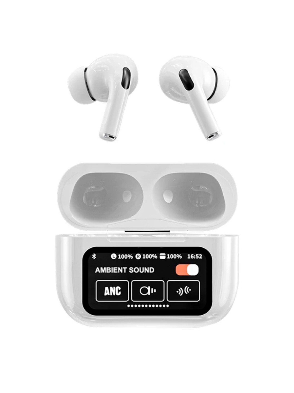 Smart Touchscreen Bluetooth Earbuds with Full-Color Display, AI Interaction