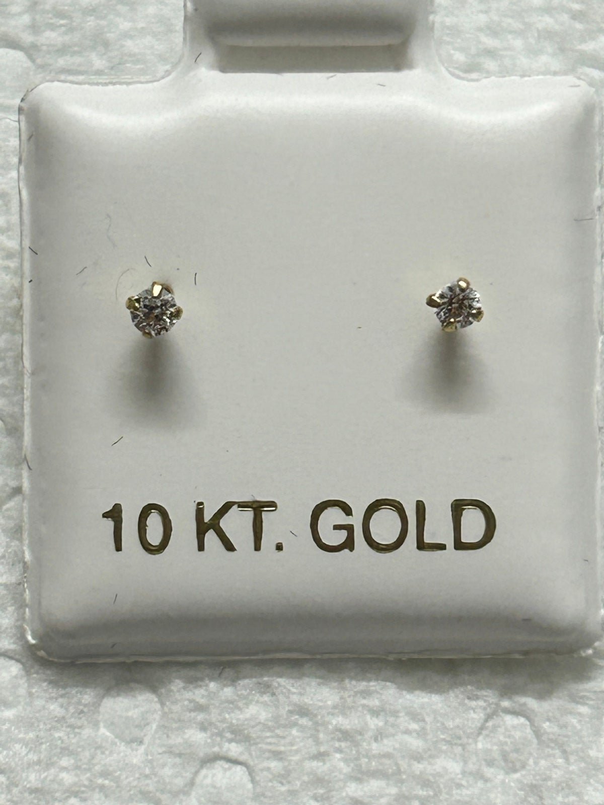 10k solid yellow gold earrings with white CZ