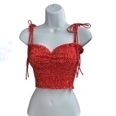 Rest by Jane Cherry Red Sweetheart Halter Top Tie Up Straps Y2K Vibes Small