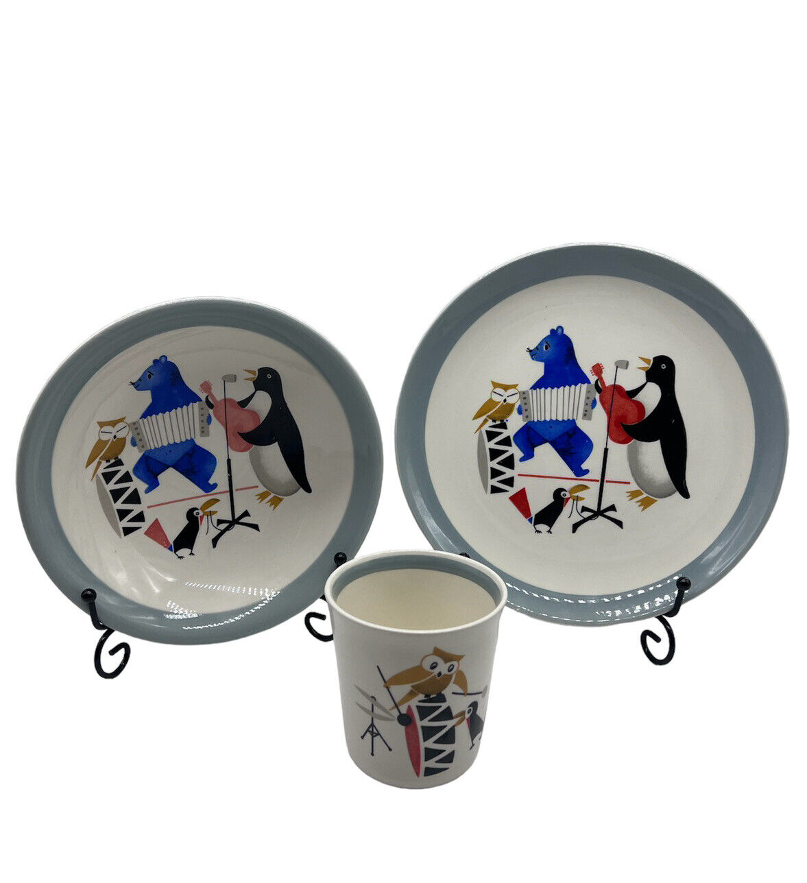 Vtg MCM Ceramic Plate Cup Dinner Set Egersund Norway 1950s