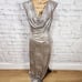 Connected apparel metallic drape neck maxi dress Sz 12 formal gown sleeveless