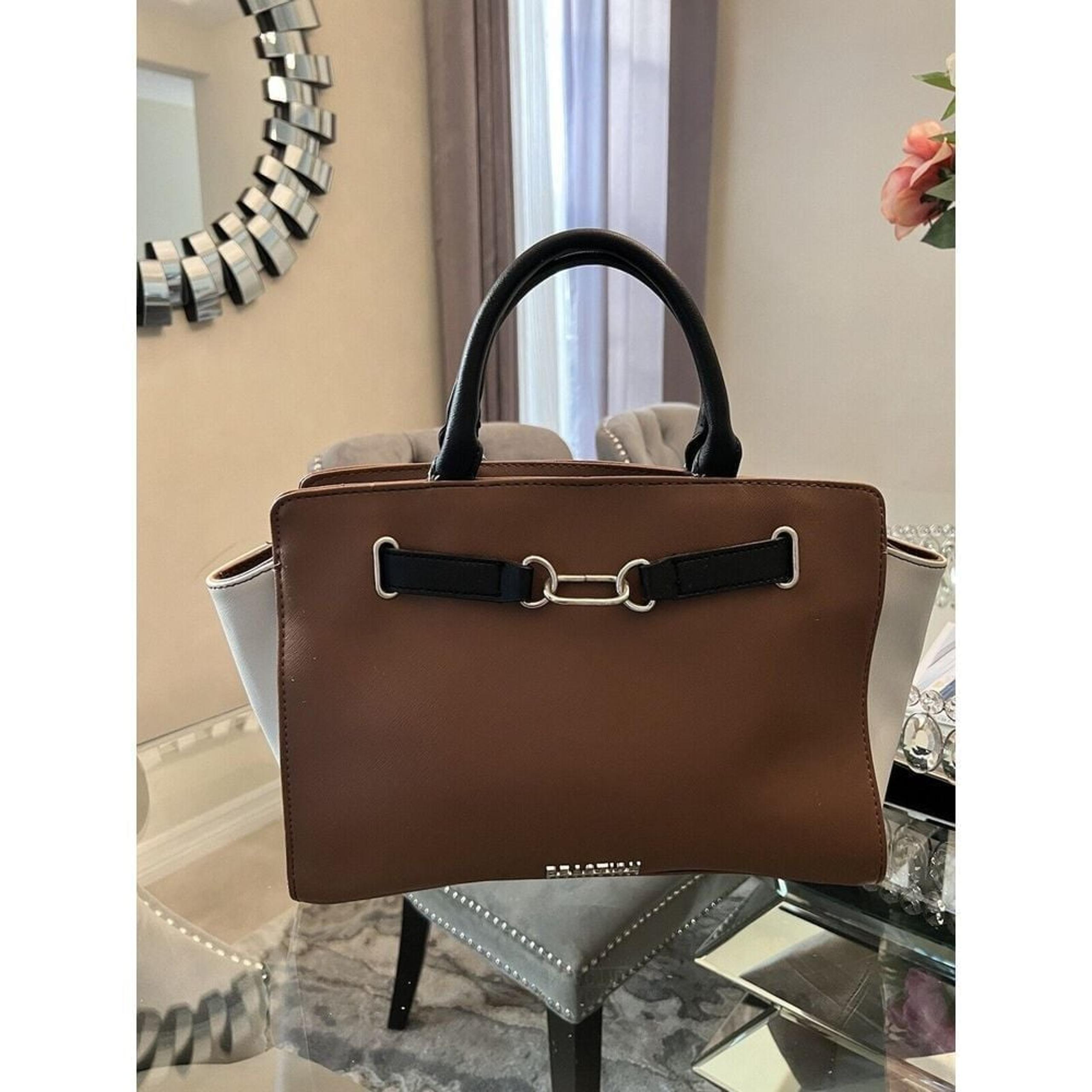 Kenneth Cole Reaction Tote Bag Brown and White