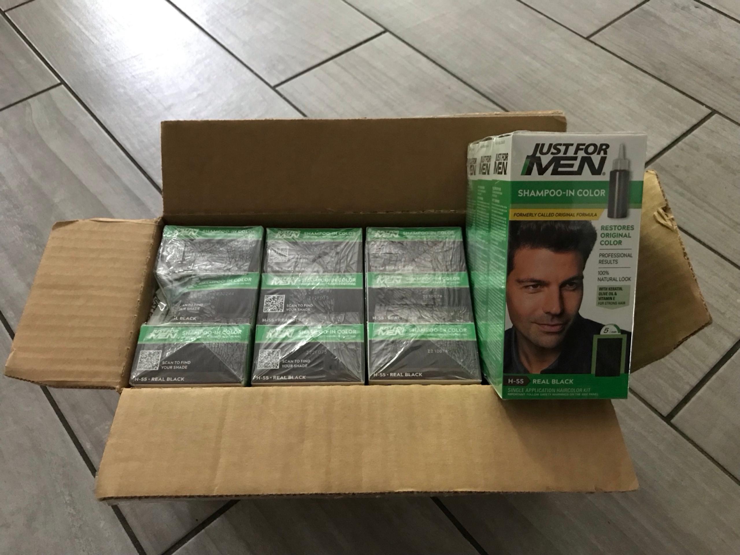 12 PACK JUST FOR MEN H-55 REAL BLACK SHAMPOO IN COLOR DYE.(make a offer)