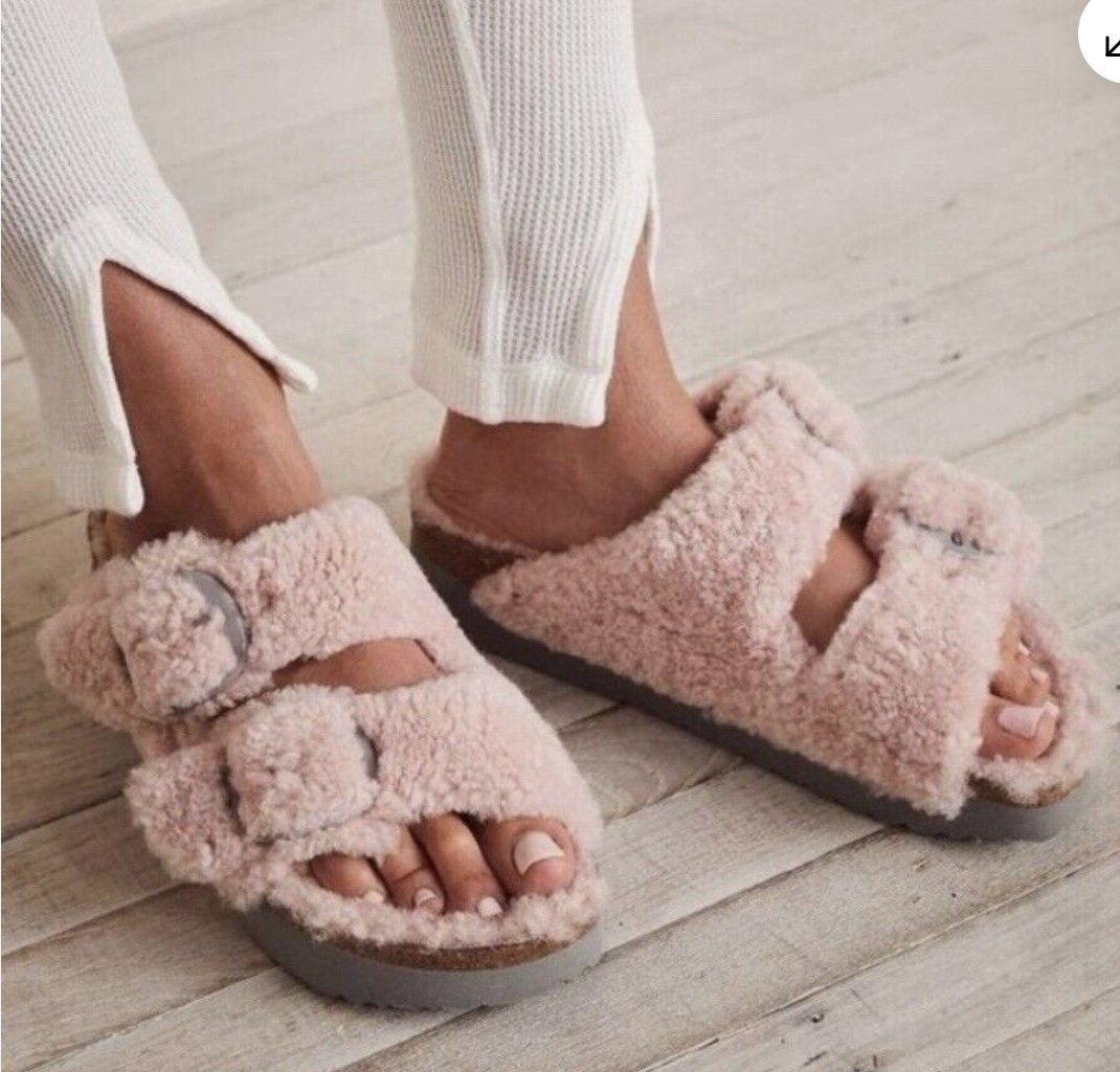 Papillo Birkenstock Arizona Big Buckle Shearling Teddy Crystal Rose EU 37/USW 6N