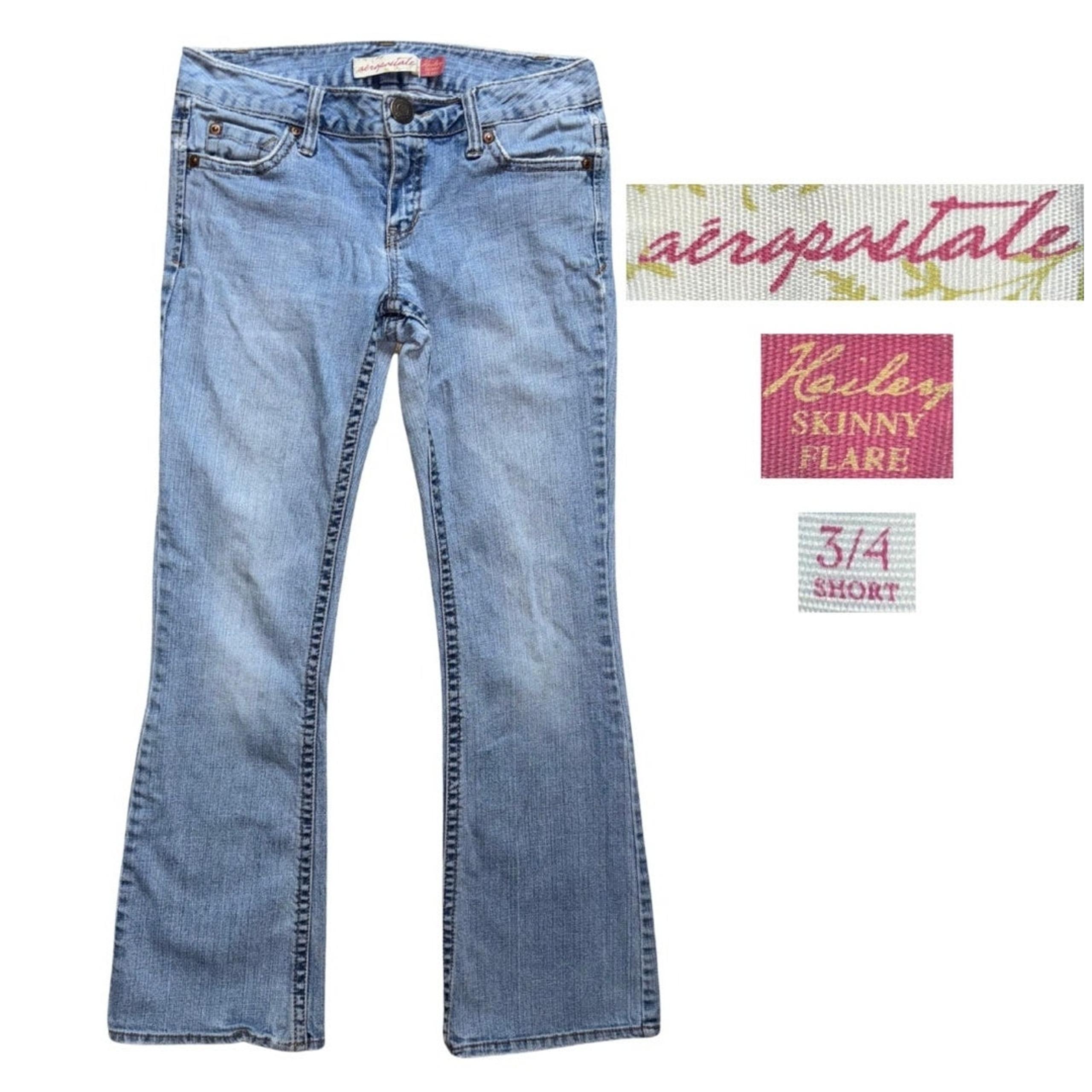 Y2k Aeropostale Hailey Skinny Flare Jeans Light Wash Size 3 / 4 Short Vintage