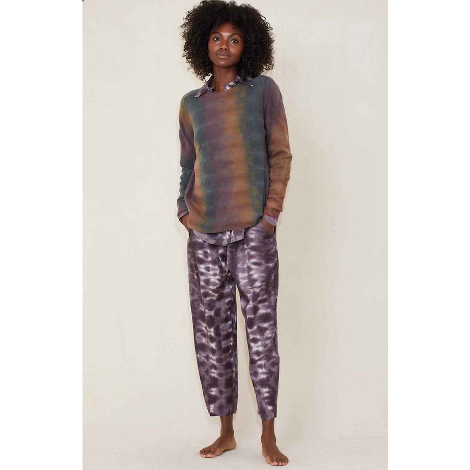 Raquel Allegra Cashmere Crew Dusty Rainbow Tie Dye Sweater 1/S